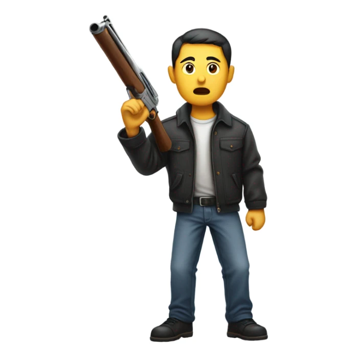 chinese guy with shotgun stopping bullies sticker