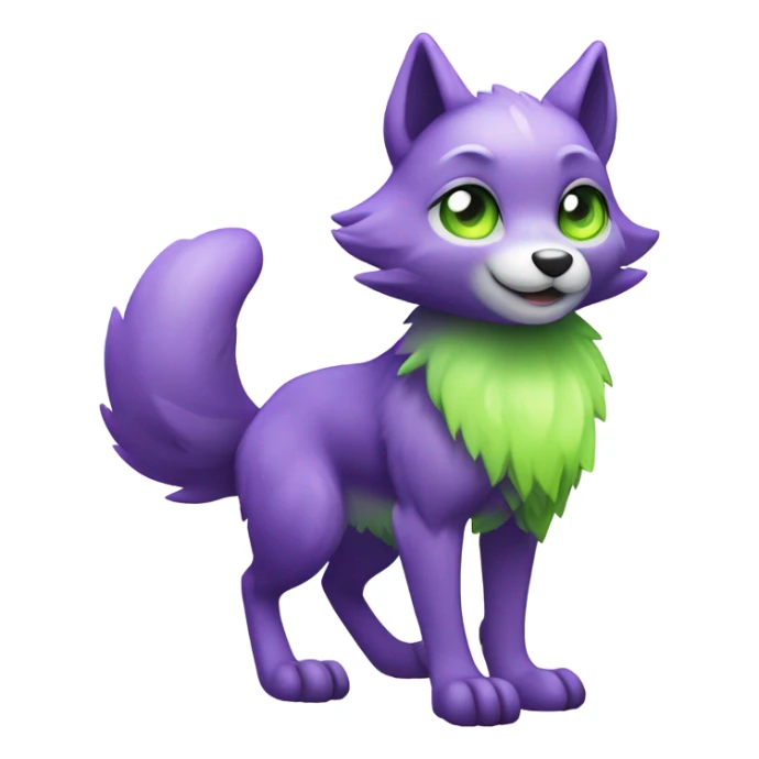Cute Shiny Chibi Lime-purple Fakémon-Wolf-Pokémon Full Body  sticker