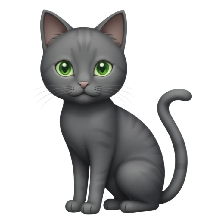 full body solid dark grey cat with green eyes and white paws and whiskers sticker
