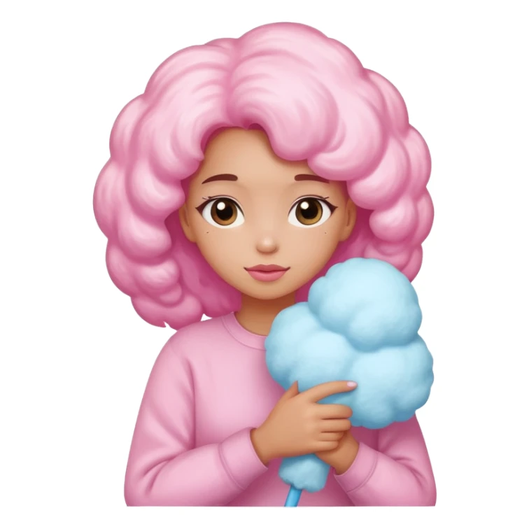 A girl hugging a big cotton candy puff sticker
