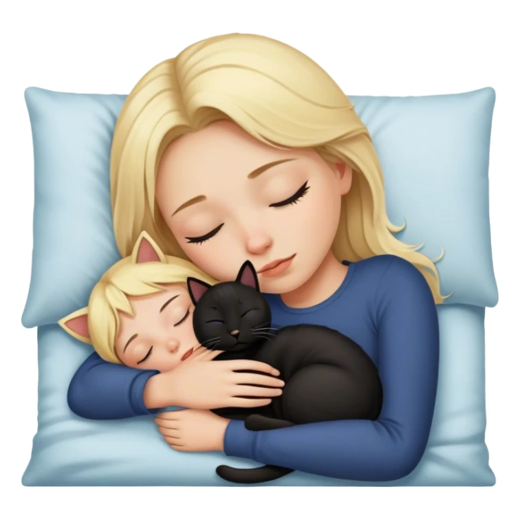 Blonde girl sleeping with black cat sticker