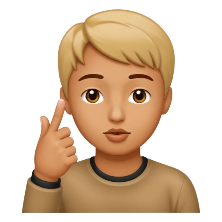 Person tapping thumb and index finger together with kissy face sticker