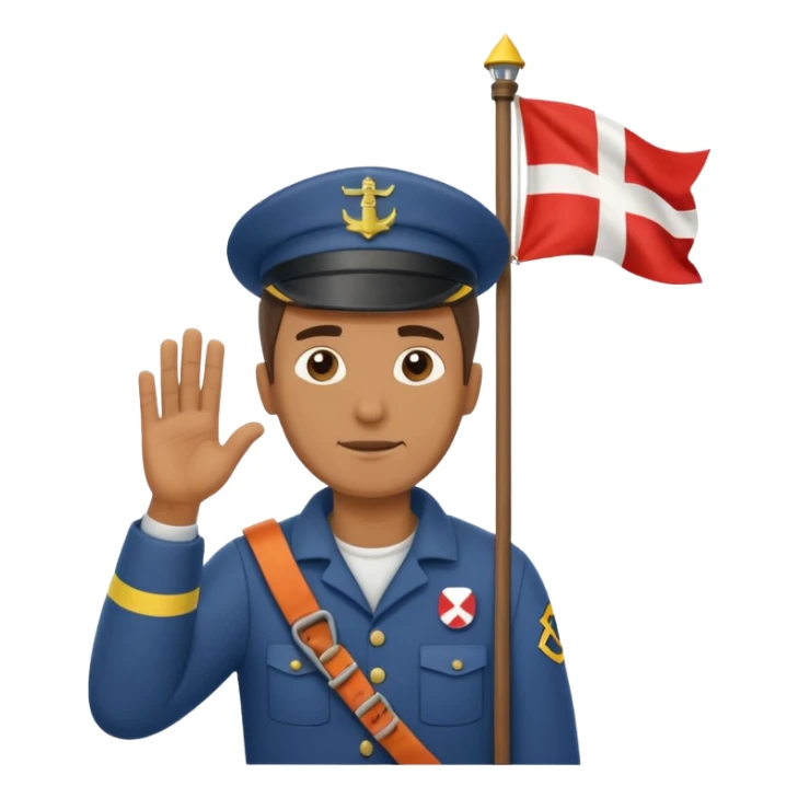 Keeper raising signal flag at lighthouse sticker