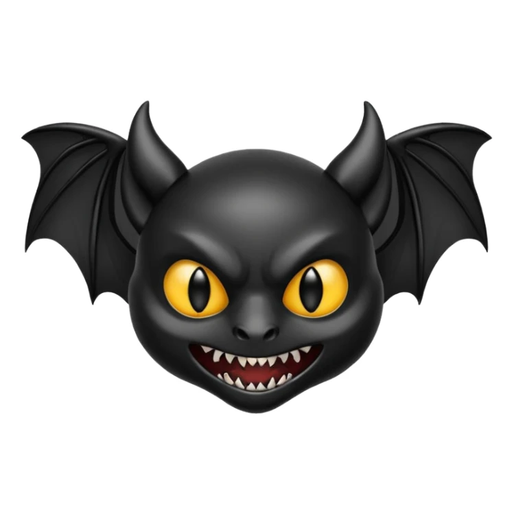 dark spooky badass cool shiny glossy smooth soft Black edgy Noivern-Noibat-Purloin-Torracat-Lykoi-Caracal-cat-Fakemon-fusion-hybrid-creature with bat wings on head as ears, big fangs, gothic markings sticker
