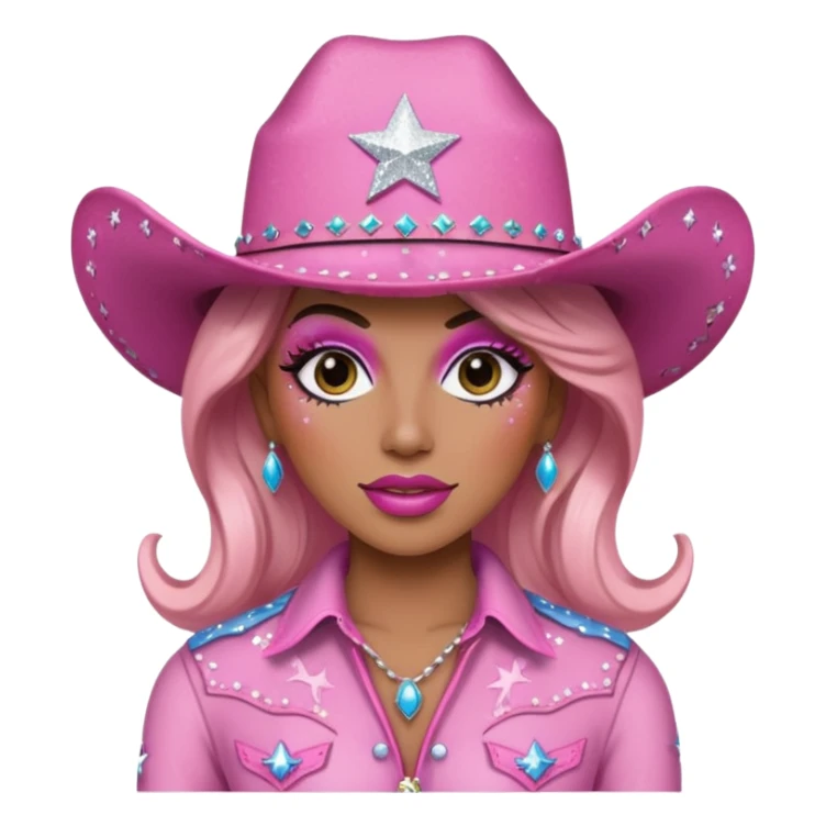 pink cowgirl glitter, drag sticker
