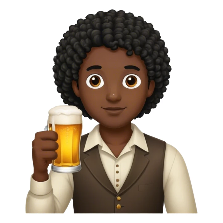 dark black guy holding beer curly hair  sticker