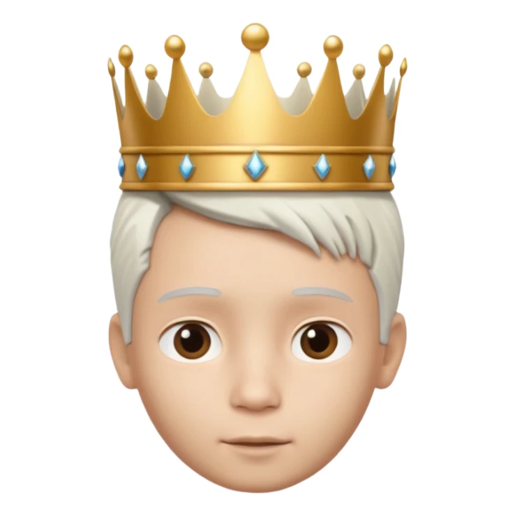 Royal latin Kid boy with crown head 3d style only face half rotate head white hair 3d face in rotate sticker