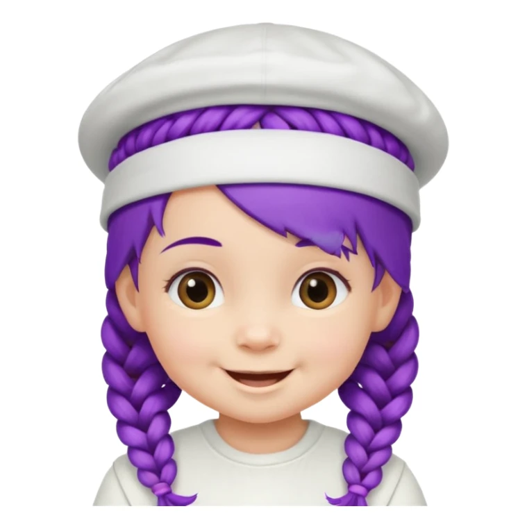 purple haired little baby with braids and white hat not beanie happy sticker