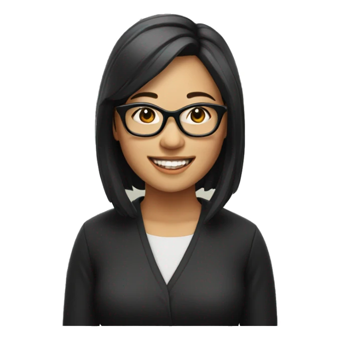 asian Woman in black glasses smiling  sticker