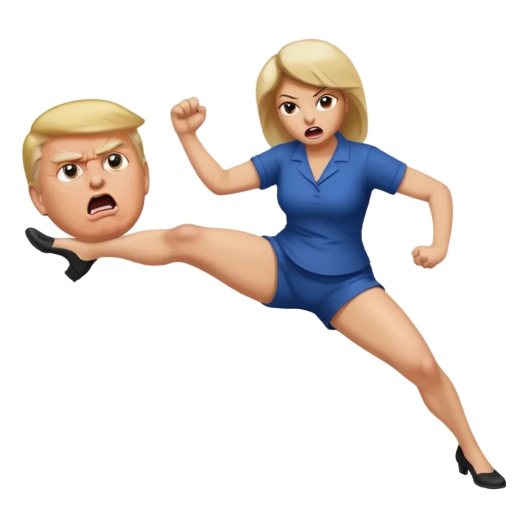woman kicking donald trump in the testicles sticker