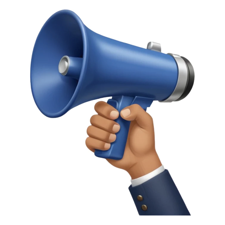 megaphone with male hand, collage style sticker