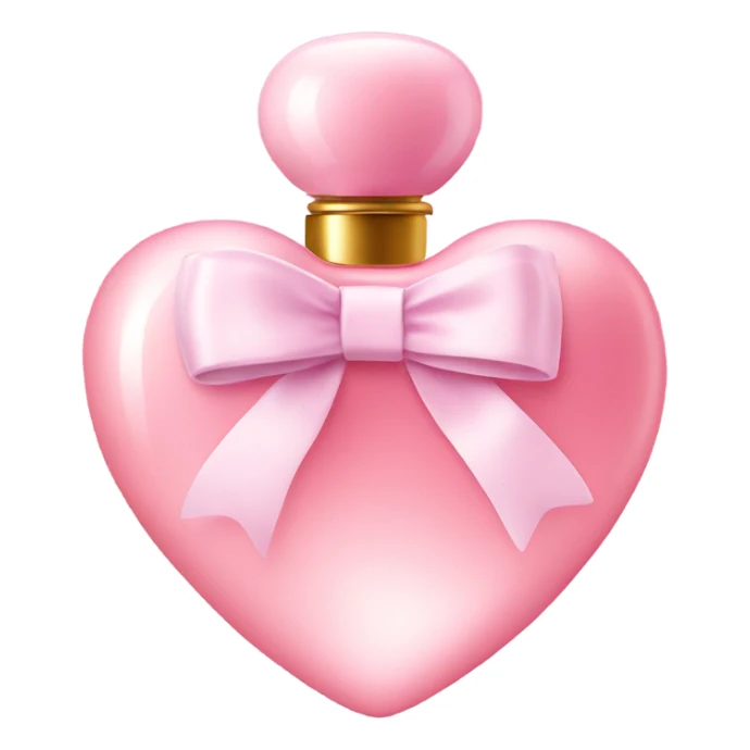 Pastel Pink heart shaped perfume with bow sticker