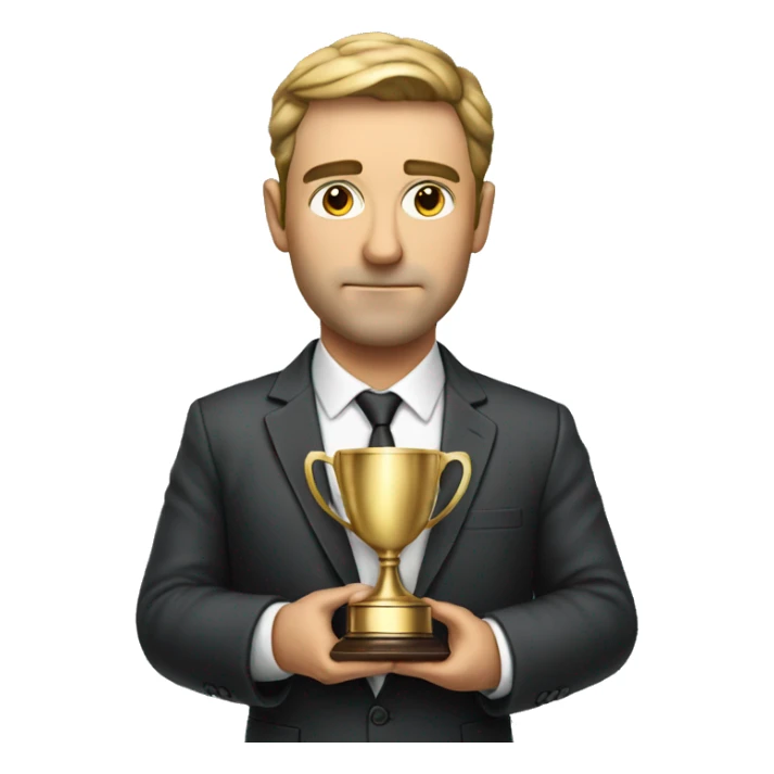 Photorealistic serious businessman with trophy in his hand sticker