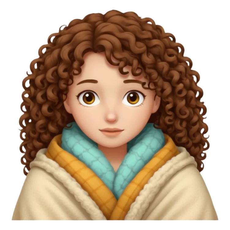 Brown Curly haired girl snuggles in a blanket  sticker