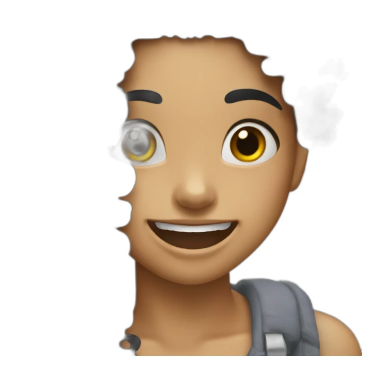 Girl with long curly Black hair with ugly laugh sticker