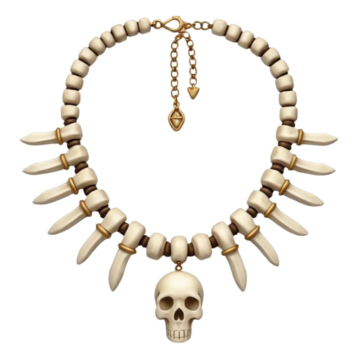 stone age necklace without human skeleton with 1 elephant teeth and different animal bones sticker
