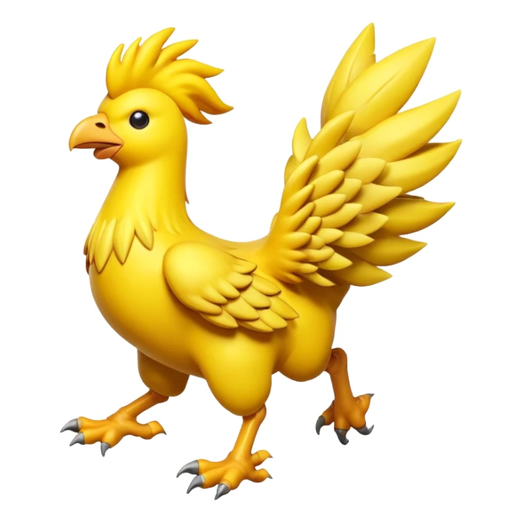 Running chocobo from Final Fantasy, yellow bird in fast motion with legs extended sticker