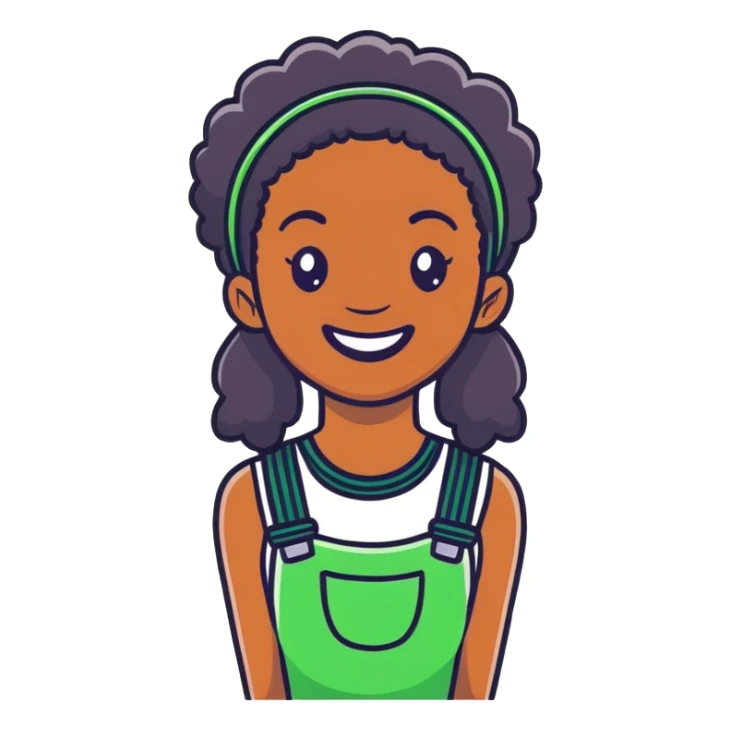 black girl with green braces on her teeth smiling sticker