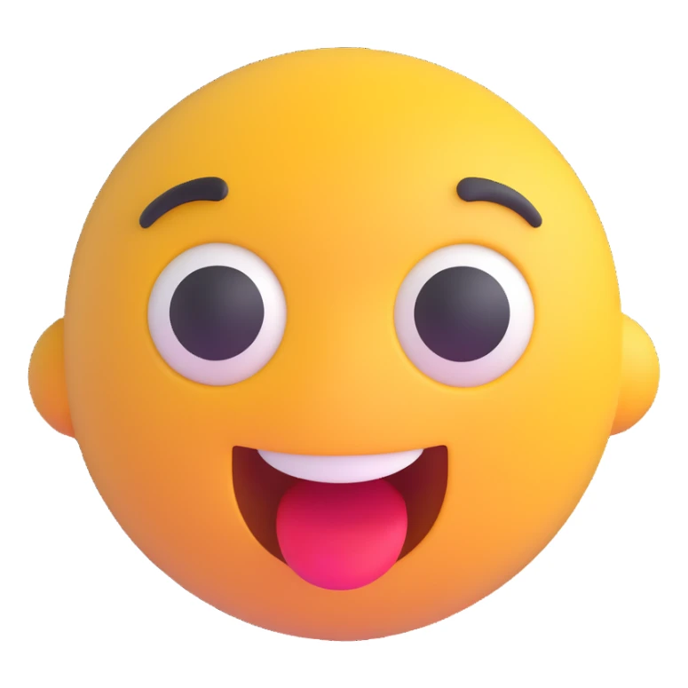 Shocked emoji in 3D style with a surprised expression, variant 3, no background, transparent background. sticker