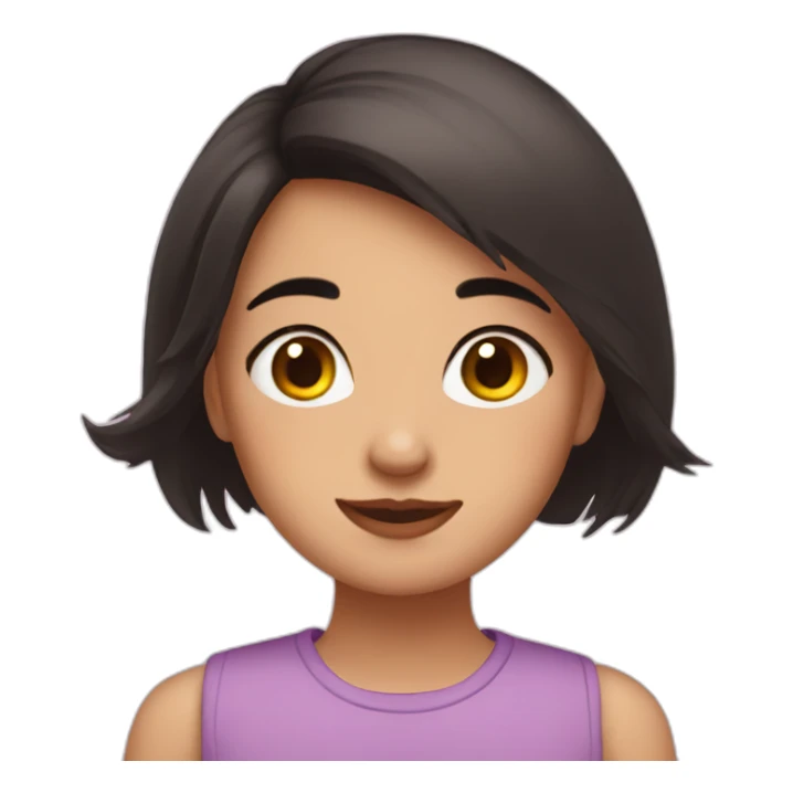 Cute girl with chickadees short dark hair sticker