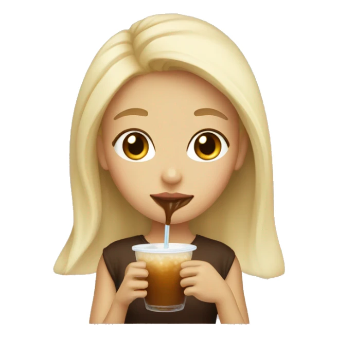 a blonde girl drinking brown sugar boba  sticker