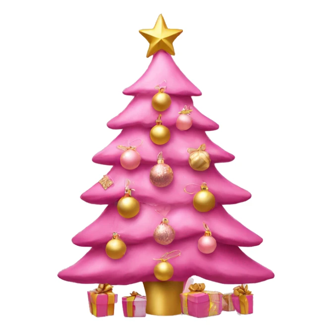 pink Christmas tree with pink and gold decorations  sticker