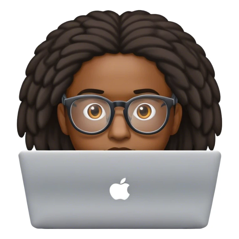 african american tech laptop with glasses sticker