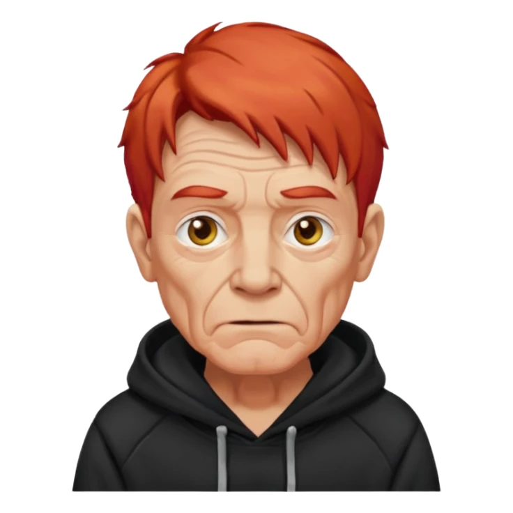 old manwith red hair and black hoodie sticker