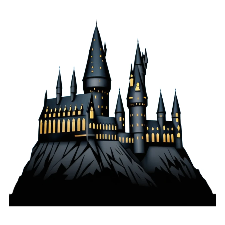 Harry Potter Hogwarts castle silhouette with stars, outlined icon sticker