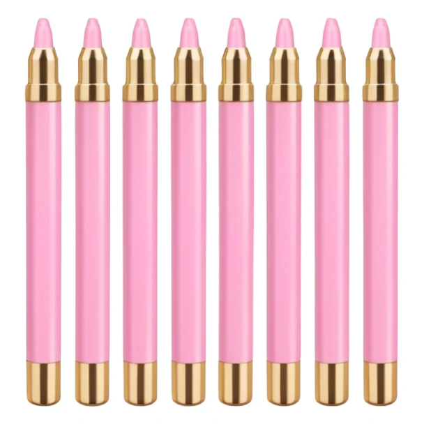 Pastel pink highlighters markers with gold metallic cap, luxury finish sticker