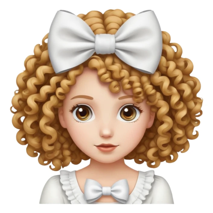 White girl with curly hair and white bow on her head sticker