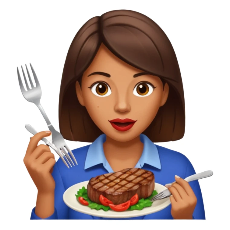 Woman eating steaks sticker