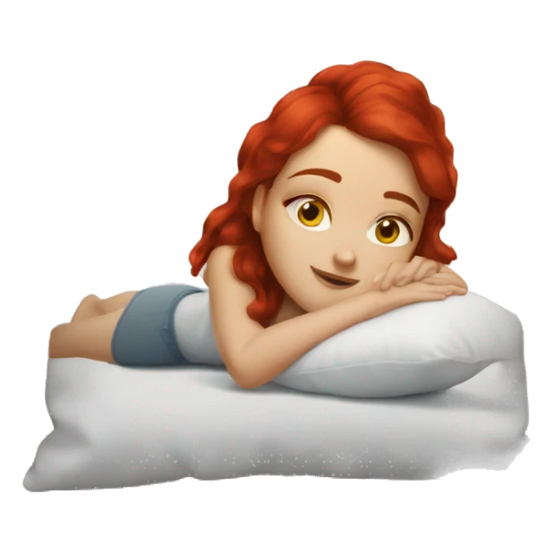 white brunette girl red hair laying down on pillow  sticker