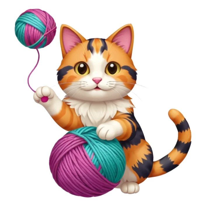 A playful cat leaning over the basket edge, reaching for a yarn ball. sticker