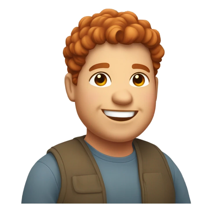 Bading redish curly hair guy with corners in the hair chubby smiling sticker