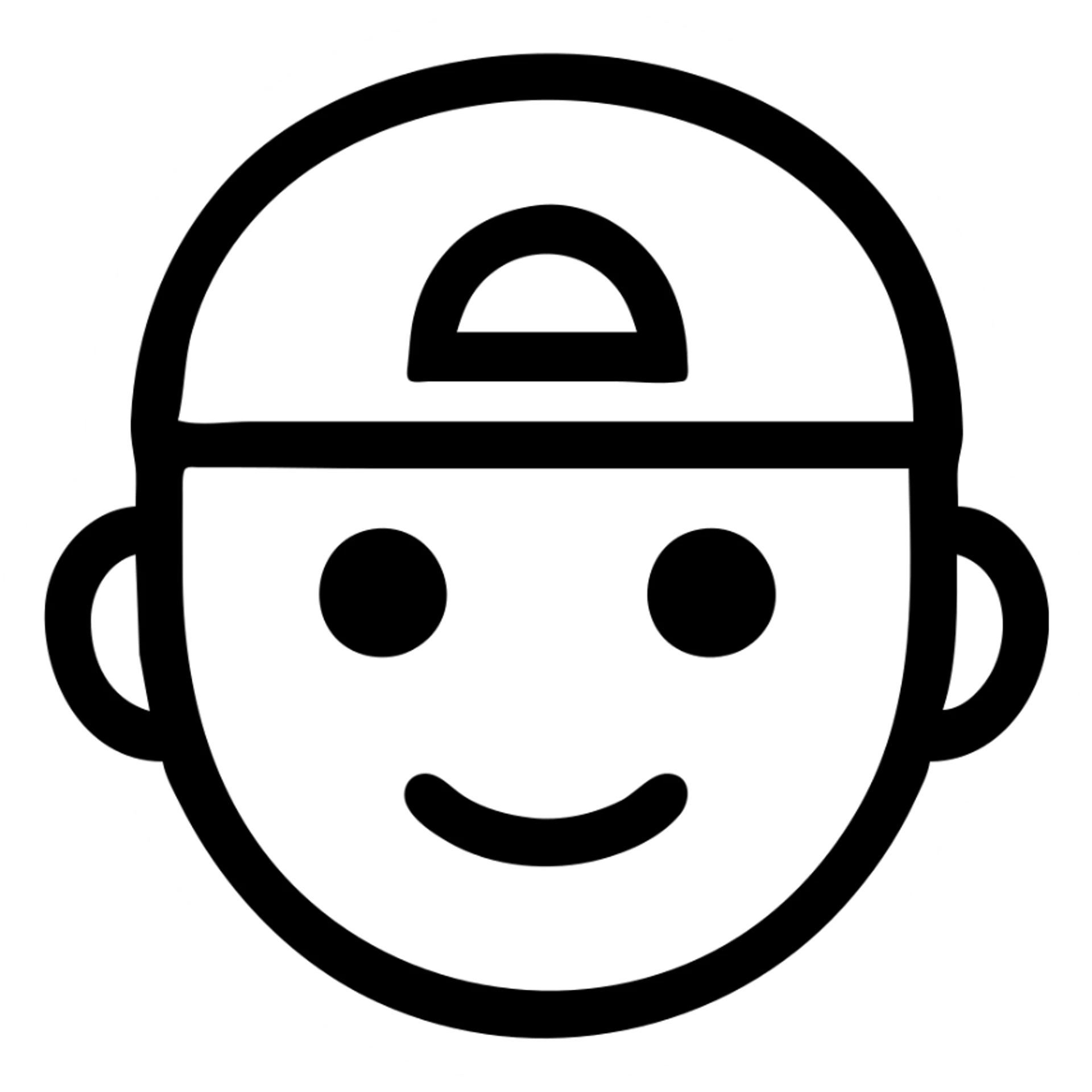 face with a backwards cap, simple and bold lines, minimal color, clear and recognizable as an icon sticker