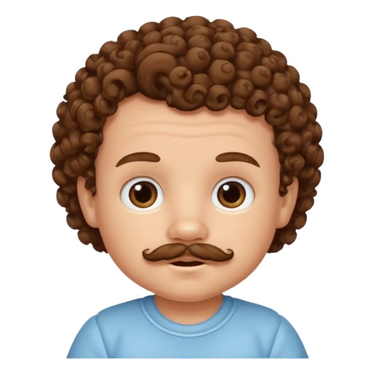 curly hair mustashed baby sticker