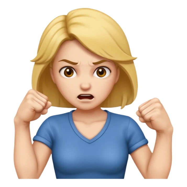 Mad woman showing her fist towards me  sticker