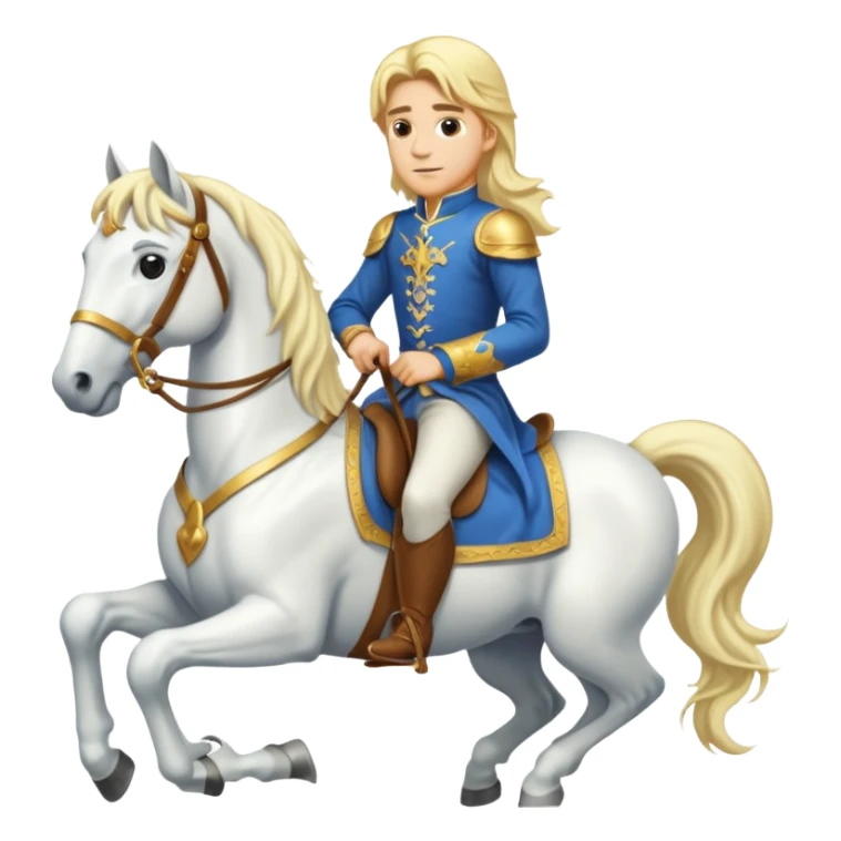 blond prince with long hair riding a white horse sticker