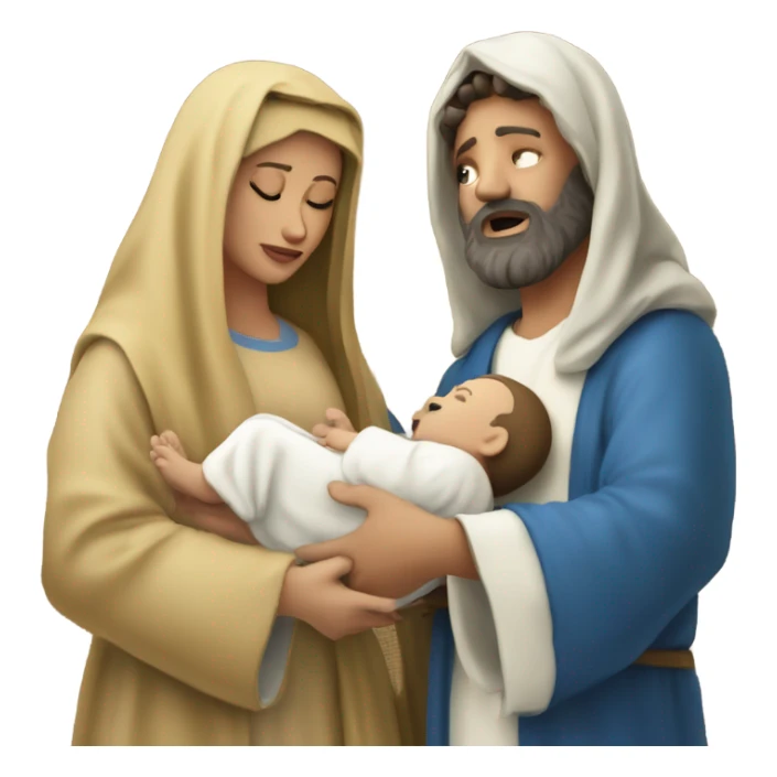 Baby Jesus Mary and Joseph manager ￼scene sticker