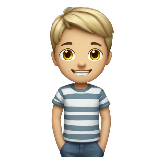 smiling boy in striped shirt sticker