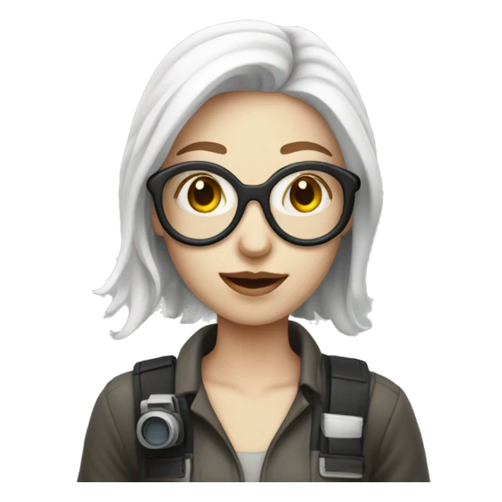 Women photographer with white skin sticker