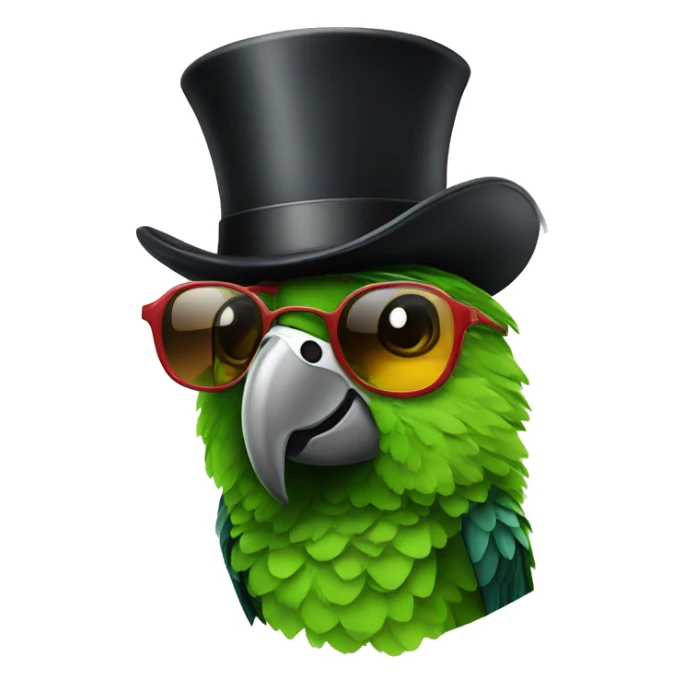parrot with sunglasses and top hat sticker