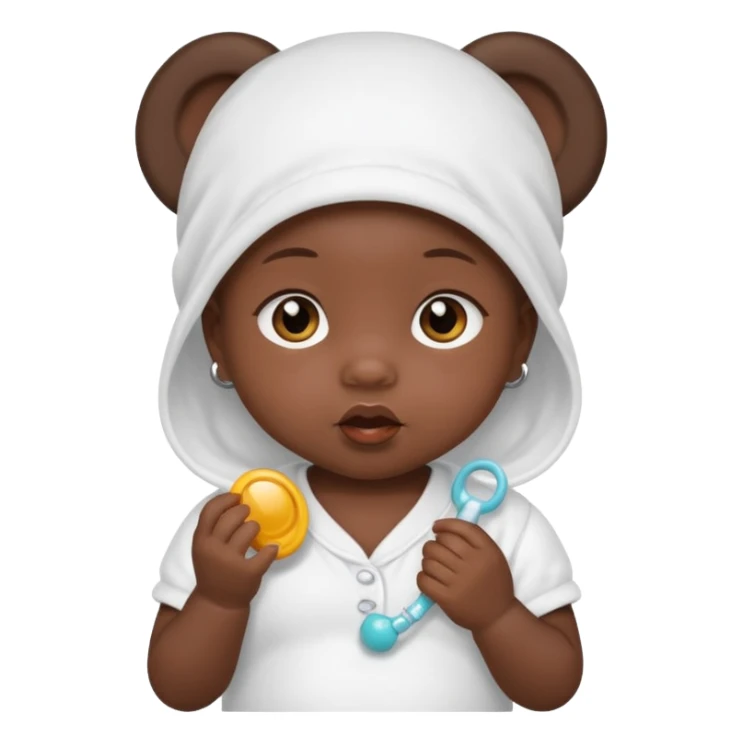 a baby girl with pacifier and dark skin sticker