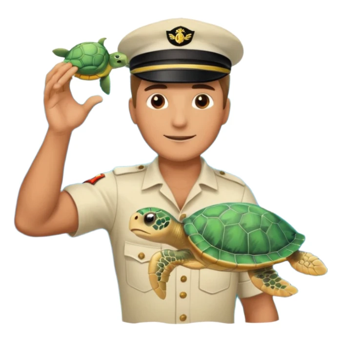 male marine conservationist releasing a sea turtle with ocean background sticker