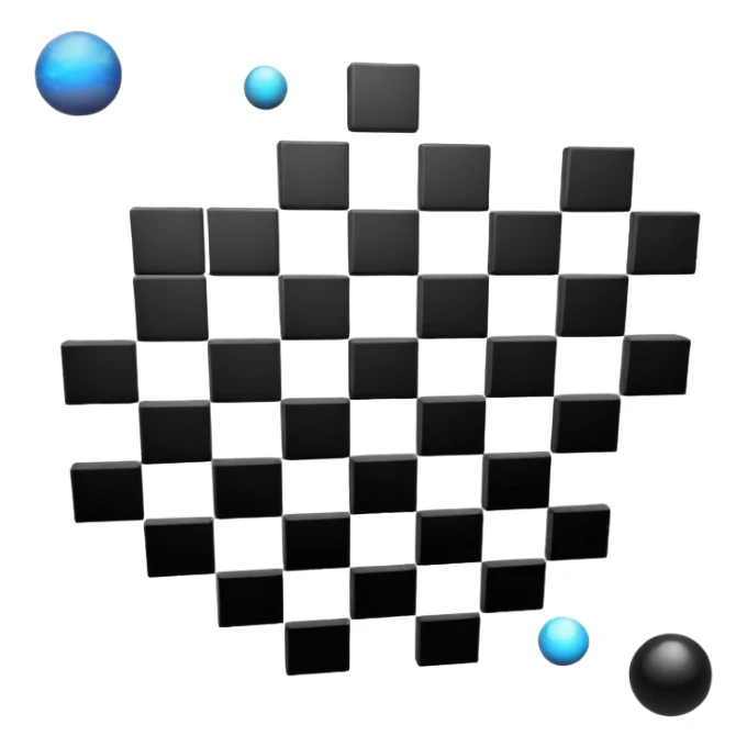 checkered space with black and white squares floating in a cosmic background sticker