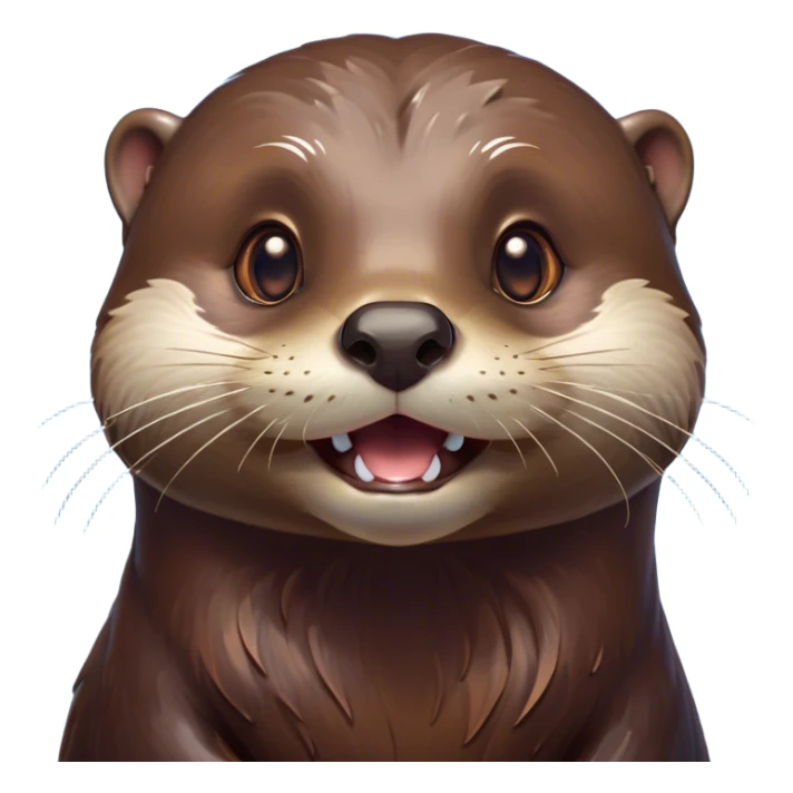 Cinematic Comical Otter Portrait Emoji, Head tilted dramatically with an exaggeratedly amused expression, featuring a striking, glossy brown Fur with a playful glint in its wide, expressive eyes filled with playful disbelief, Simplified yet hilariously expressive features, highly detailed, glowing with a slightly sassy glow, high shine, dramatic yet playful, stylized with an air of cheeky aquatic mischief, bright and endearing, soft glowing outline, capturing the essence of a spirited and over-the-top otter, so meme-worthy it feels like it could splash its way into internet fame instantly! sticker