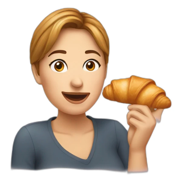 Une femme mange un croissant  sticker
