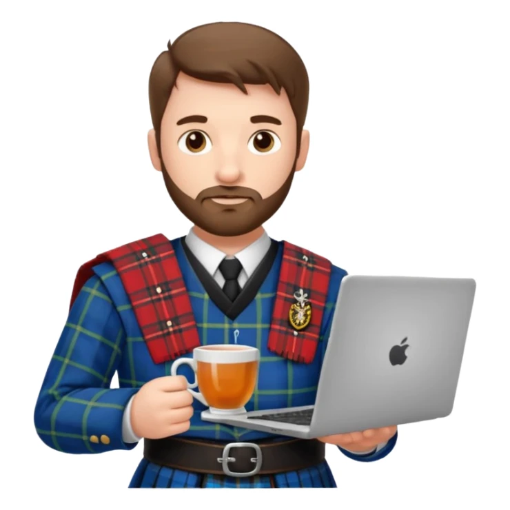 SCOTTISH MAN WITH STUBBLE PRODUCER ON LAPTOP  sticker