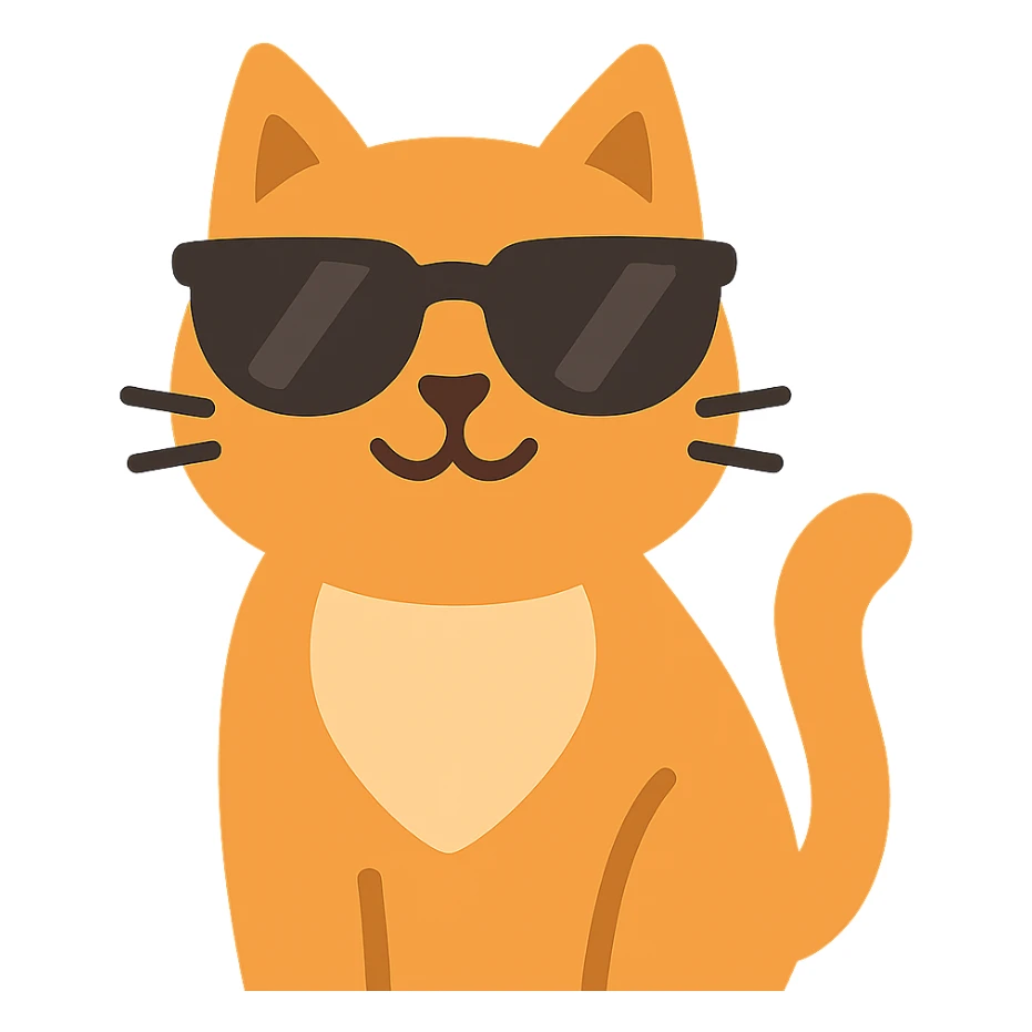 flat design style cat wearing sunglasses sticker